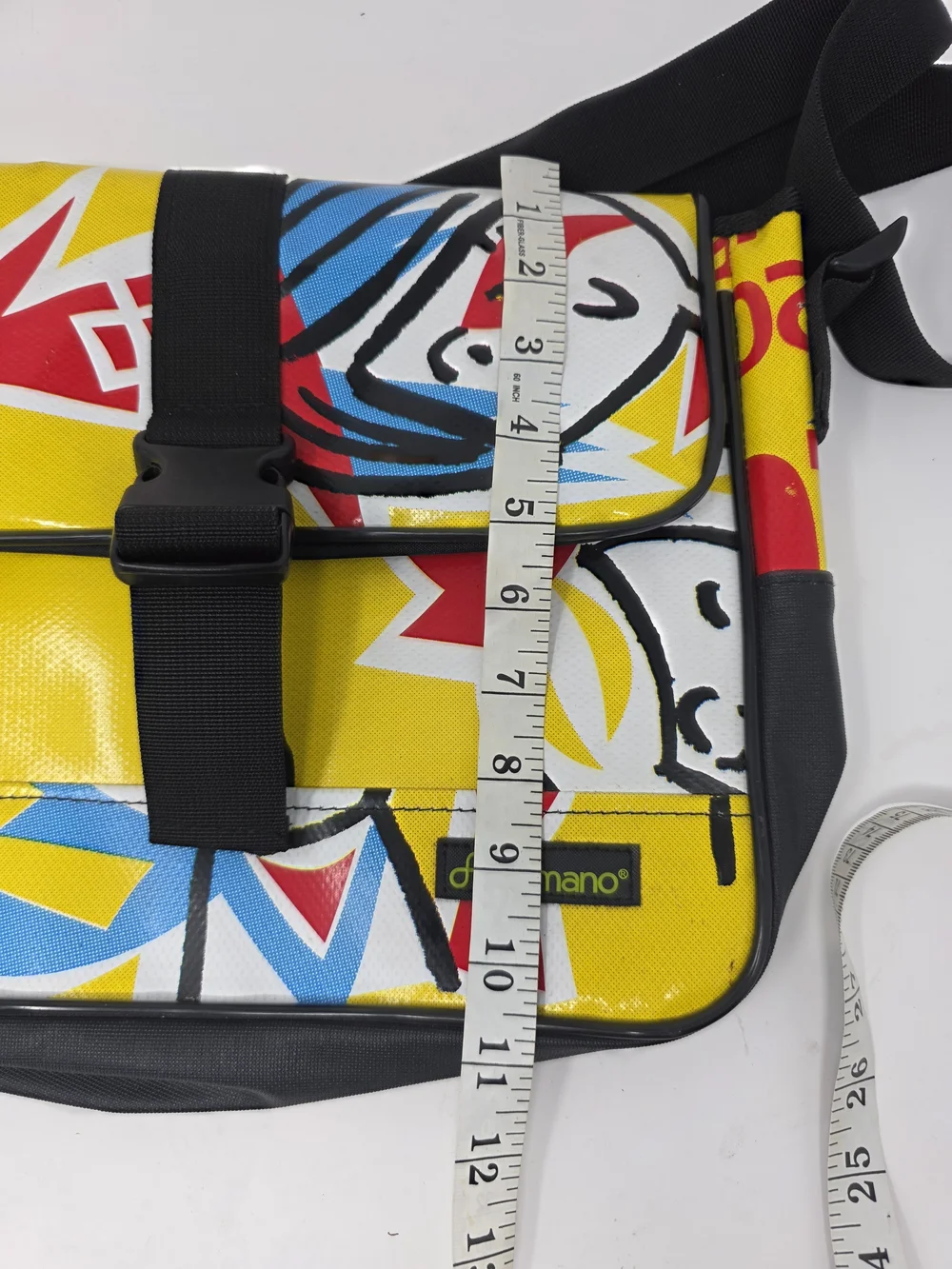 Demano Barcelona Upcycled Recycled Banner Graphic Messenger Bag Crossbody Spain